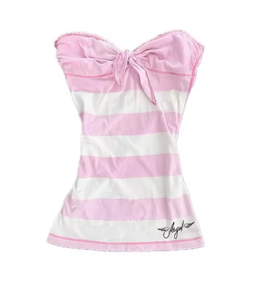 Striped Bow Tank Top – Y2K Soft Girl Aesthetic Crop Vest | Pinkcore