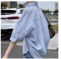 Loose Korean Mid-Sleeve Shirt – Effortless Street Layer
