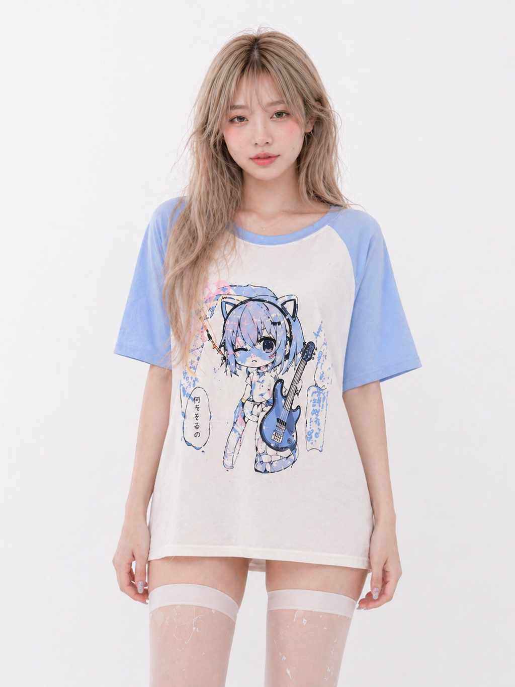 Harajuku Sky Blue Anime Tee – Kawaii Oversized (Muse)