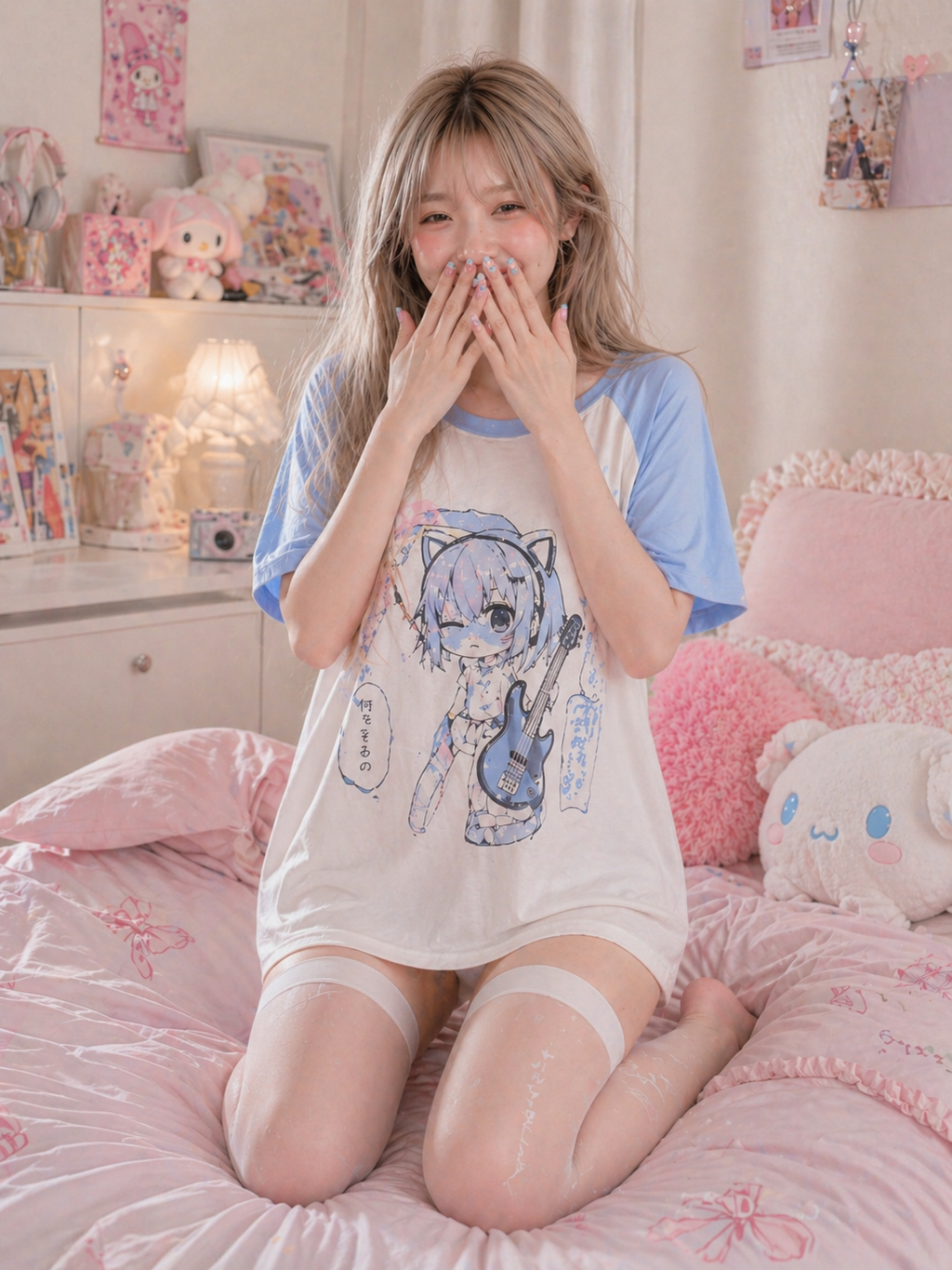 Harajuku Sky Blue Anime Tee – Kawaii Oversized (Muse)