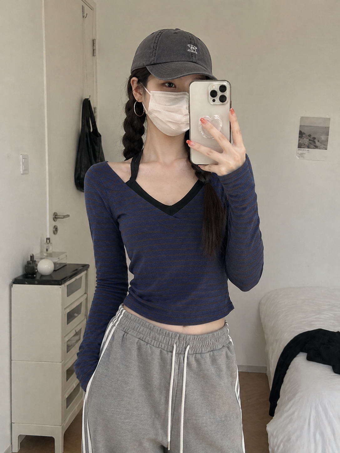 Patchwork Long Sleeve Crop Top – Korean Y2K Vintage (Muse)