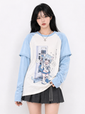Removable Sleeve Graphic Tee – Japanese Y2K Streetwear Top (Switch)