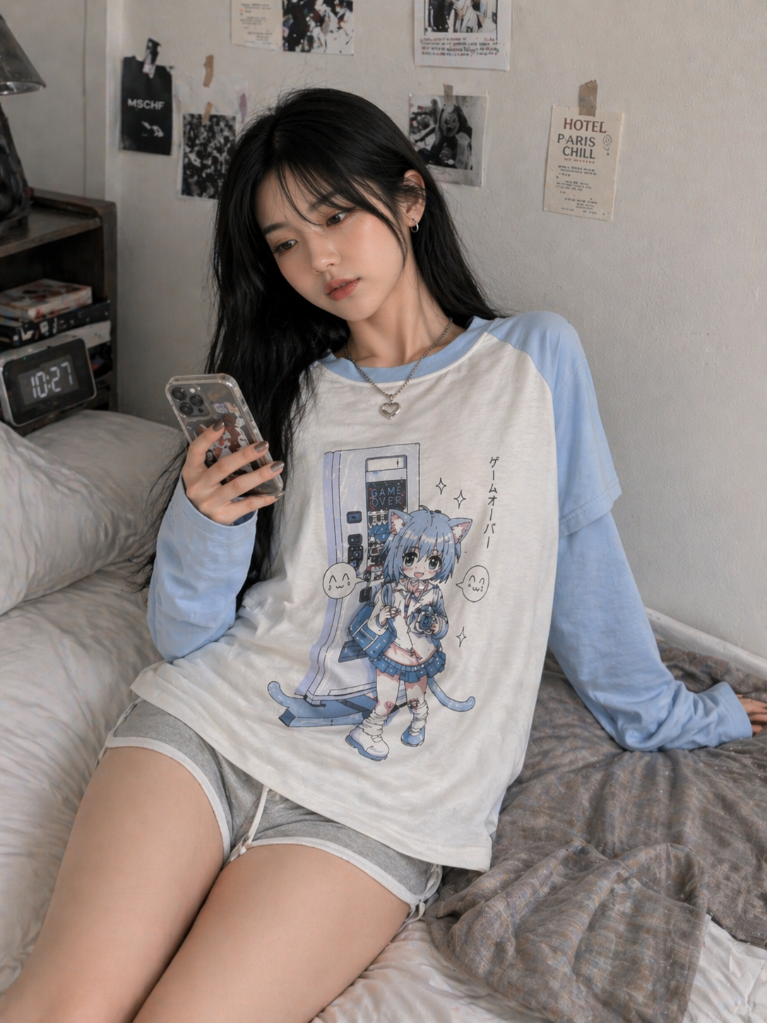 Removable Sleeve Graphic Tee – Japanese Y2K Streetwear Top (Switch)