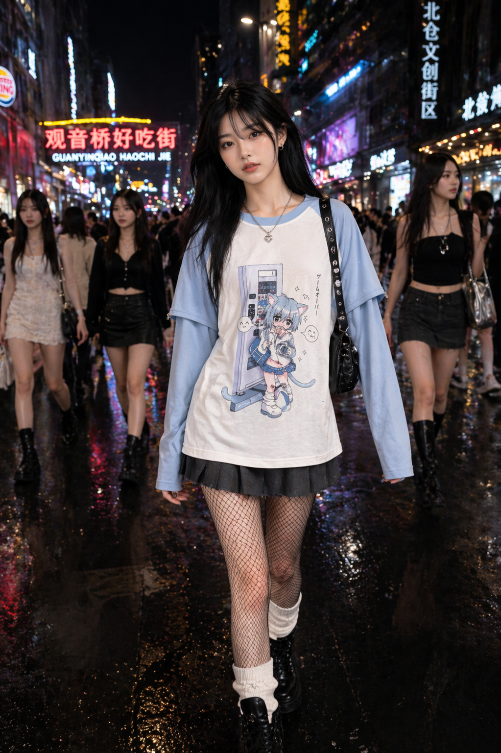 Removable Sleeve Graphic Tee – Japanese Y2K Streetwear Top (Switch)