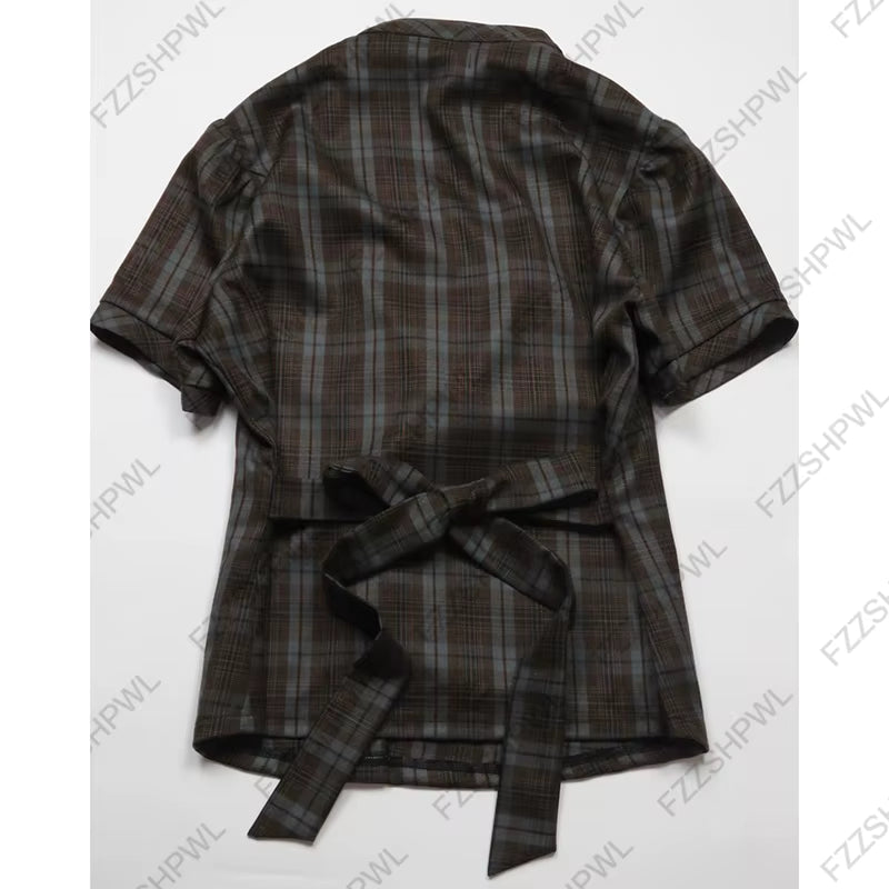 Asymmetrical Button Fitted Tee – Y2K Korean Street Top