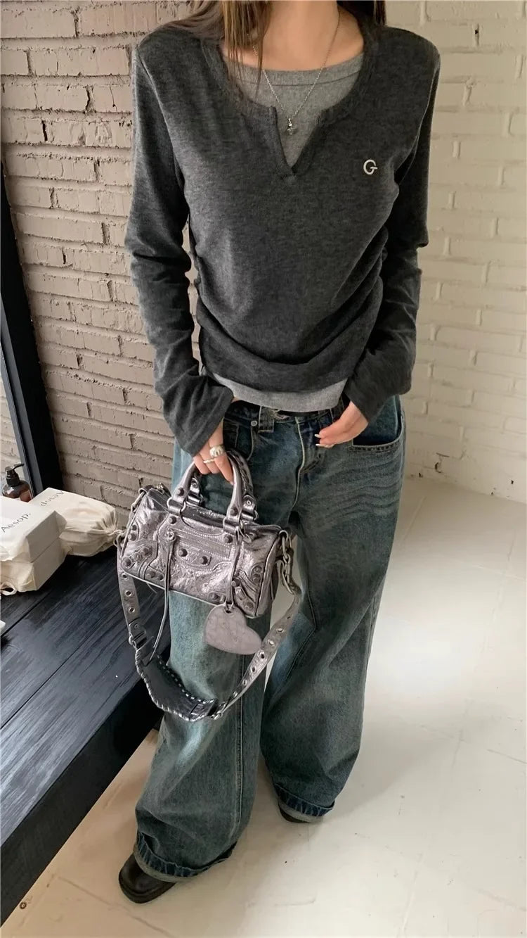 Korean Layered Long Sleeve Top (Seoul Street Fit)