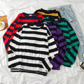 Momo Striped Street Tee – Dual Tone Korean Relaxed Fit