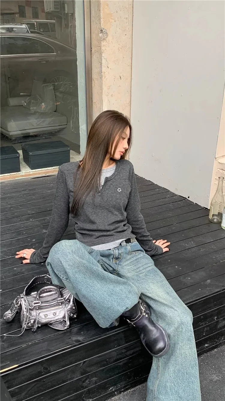 Korean Layered Long Sleeve Top (Seoul Street Fit)