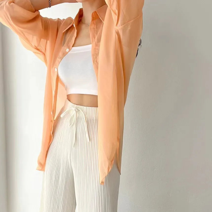 Sheer Layer Shirt – Korean Minimal Sun-Proof Overshirt | Softcore Street