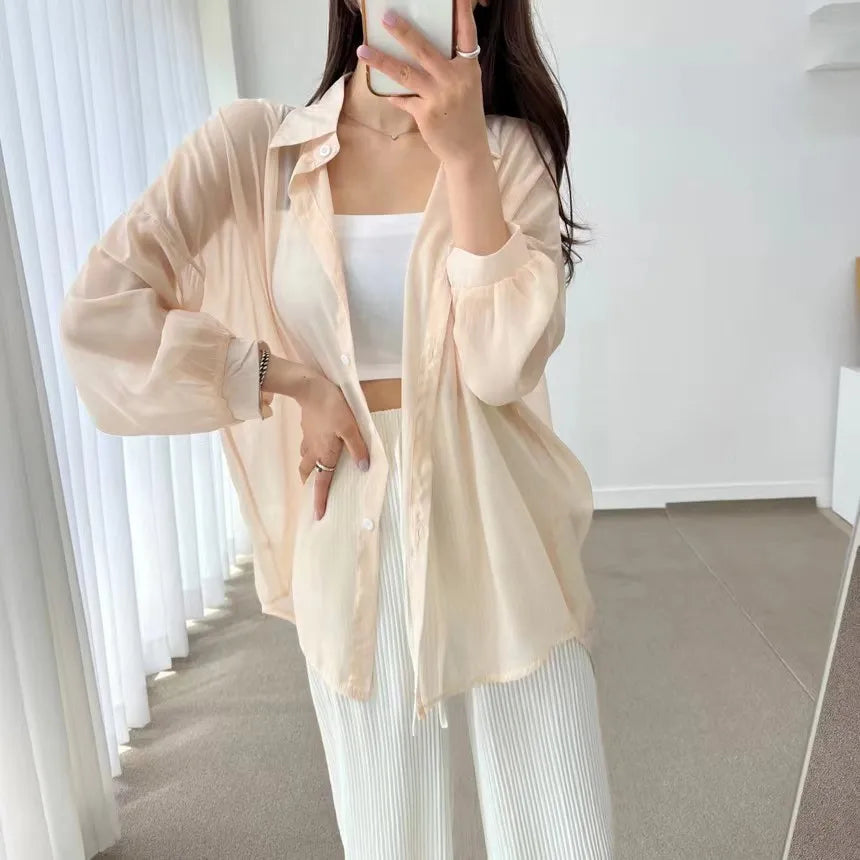 Sheer Layer Shirt – Korean Minimal Sun-Proof Overshirt | Softcore Street