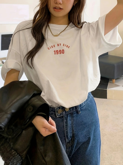 1990 Denim Culture Tee – Vintage Korean Street Loose Fit T-Shirt | Streetcore