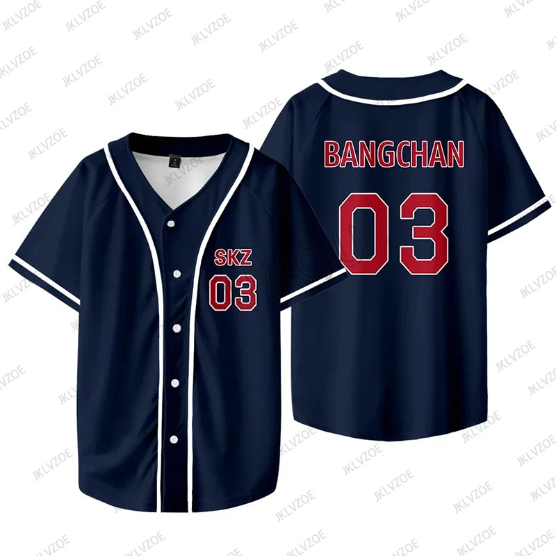 Korean Street Baseball Jersey – Minimal Sportcore Oversized Top (Navy)