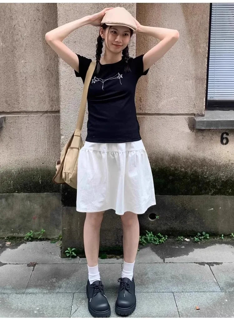 Pleated Midi Skirt – Korean Minimal A-Line Street Skirt | Seoulcore