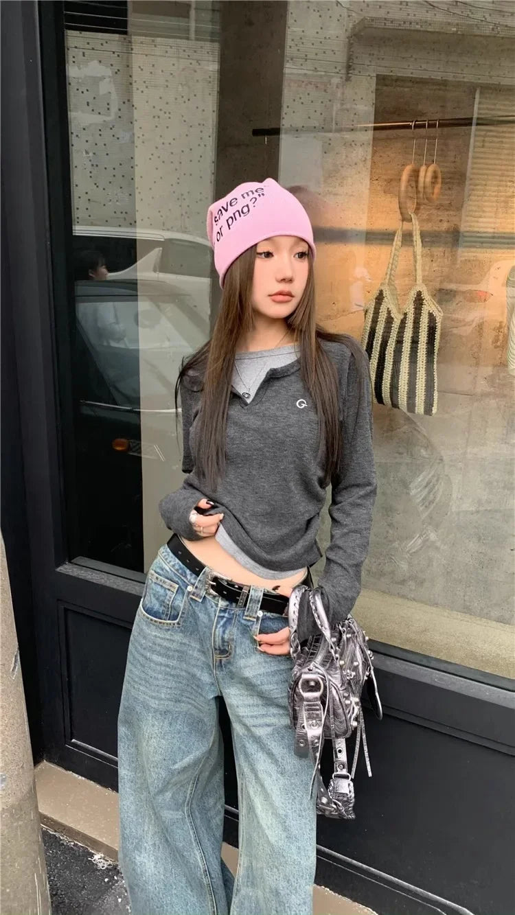 Korean Layered Long Sleeve Top (Seoul Street Fit)