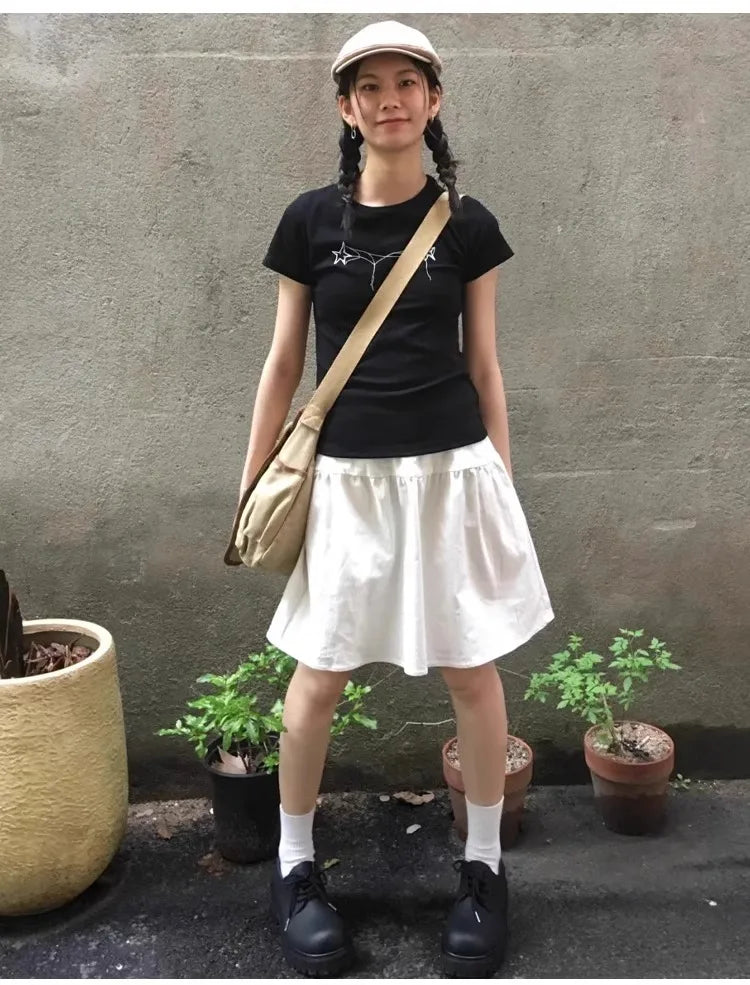 Pleated Midi Skirt – Korean Minimal A-Line Street Skirt | Seoulcore